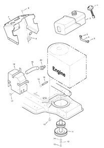 Engine Mount Diagram and Parts List for 42910A 1996 Briggs and Stratton Lawn Tractor